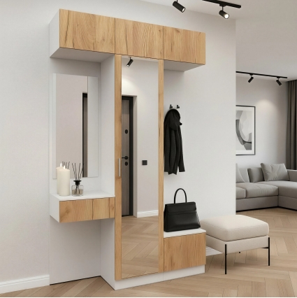 Набор мебели для прихожей "Марсель-206" МР 01-206 В2490 Ш1500 Г420 (ЛДСП Дуб крафт золотой)